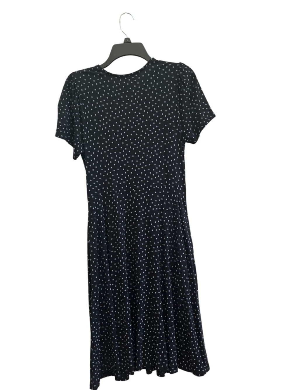 Boden Navy Polka Dot Midi Dress Long Pockets Stretch Waist 8L Coastal Grandma - Picture 3 of 7